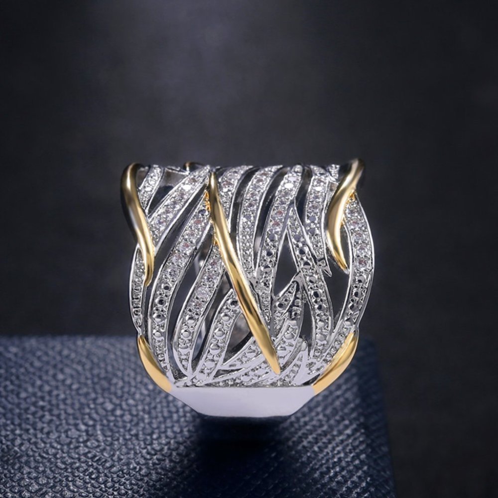 Fashion Trendy Wave Stackable Rings for Women, EVGG1375